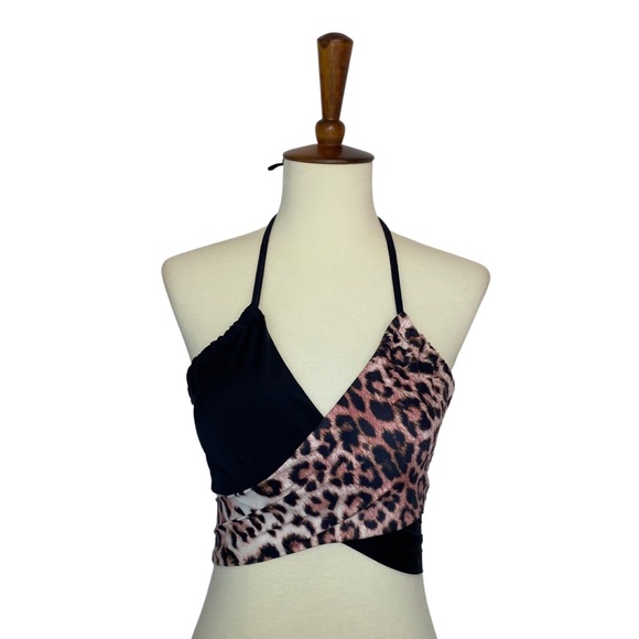 Sexy Leopard and Black Criss Cross Bandage Bikini - Picture 6 of 16